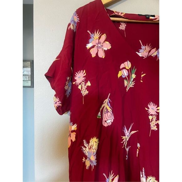 Madewell Women’s Size Medium Novel Shirt Dress Red Bird of Paradise Print - Picture 9 of 11
